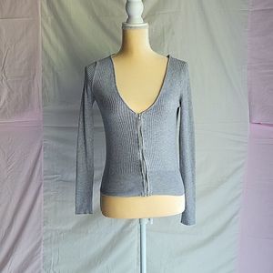 Divided Gray Ribbed Cardigan Sweater